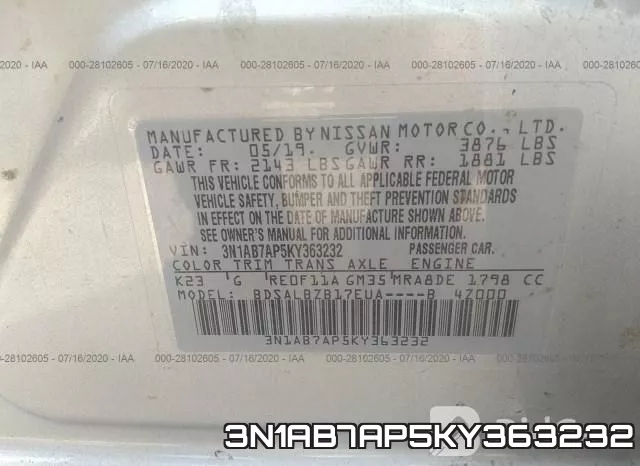 3N1AB7AP5KY363232 фото 10
