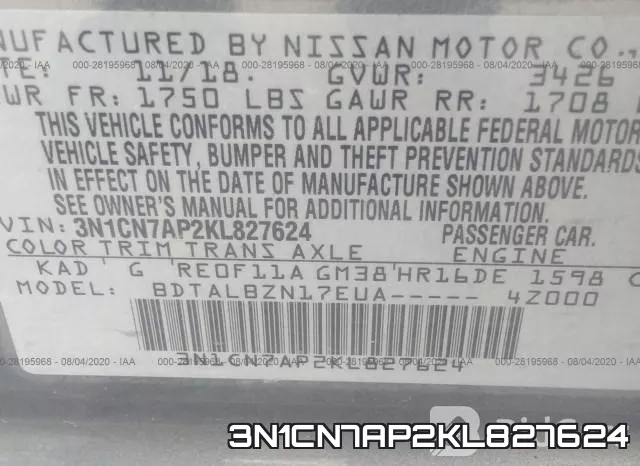 3N1CN7AP2KL827624 фото 10