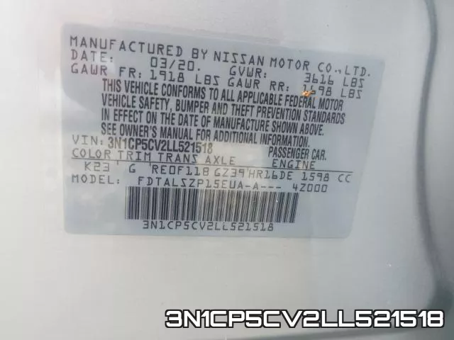 3N1CP5CV2LL521518 фото 2
