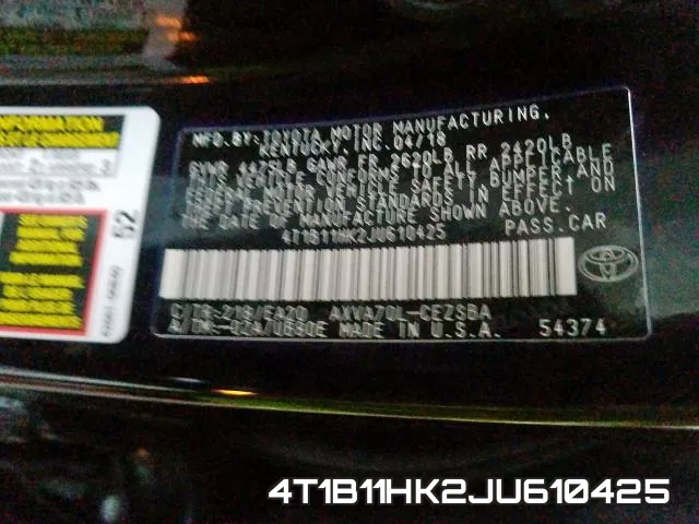 4T1B11HK2JU610425 фото 2