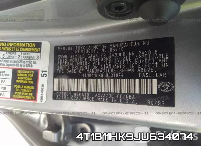 4T1B11HK9JU634074 фото 10