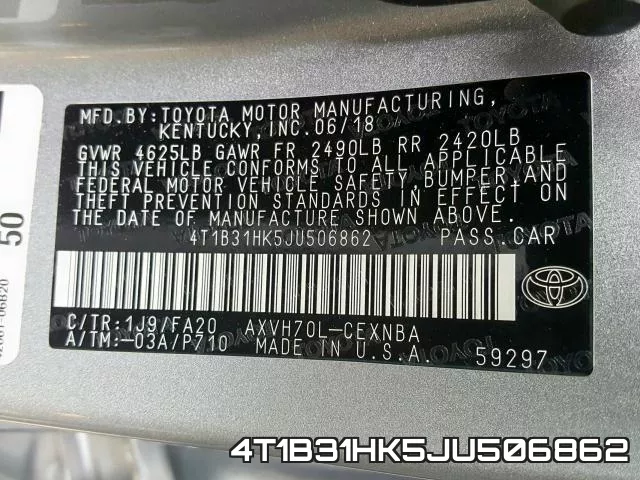4T1B31HK5JU506862 фото 2