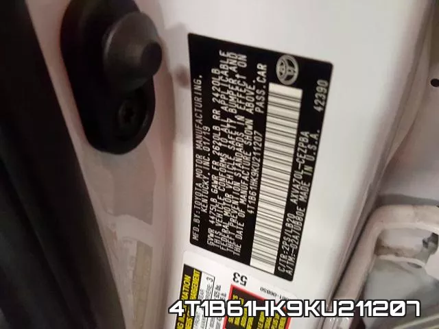 4T1B61HK9KU211207 фото 2