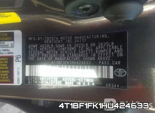 4T1BF1FK1HU424633 фото 10