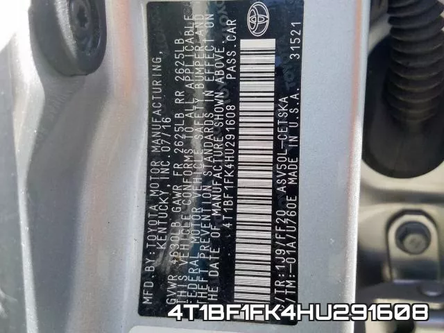 4T1BF1FK4HU291608 фото 2