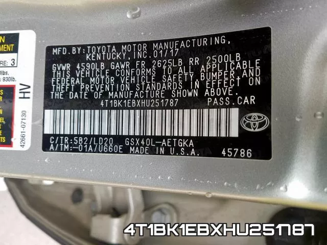 4T1BK1EBXHU251787 фото 2