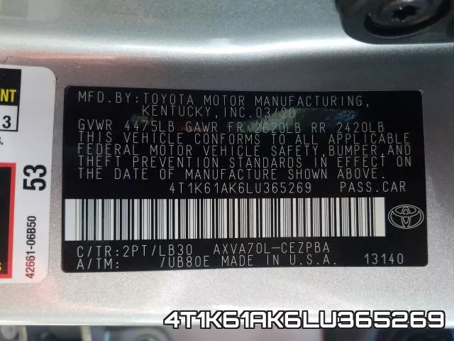 4T1K61AK6LU365269 фото 2