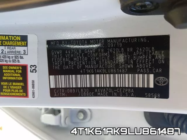 4T1K61AK9LU861487 фото 2