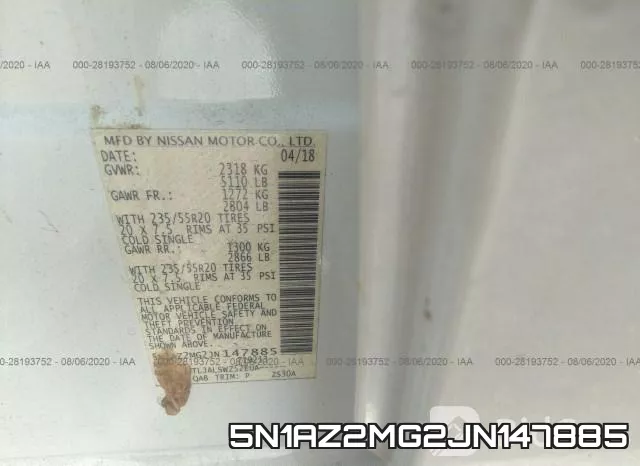5N1AZ2MG2JN147885 фото 10