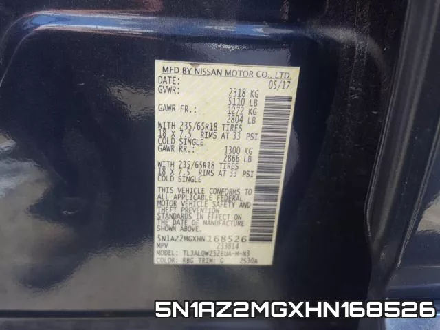 5N1AZ2MGXHN168526 фото 2