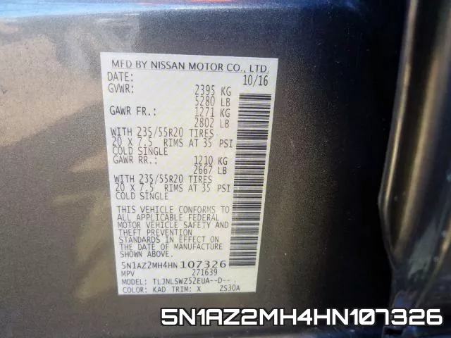 5N1AZ2MH4HN107326 фото 2