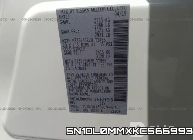 5N1DL0MMXKC566993 фото 10