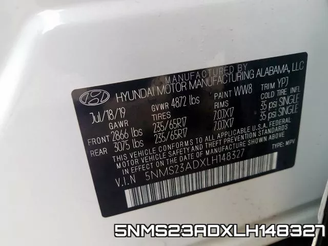 5NMS23ADXLH148327 фото 2