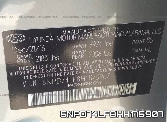 5NPD74LF8HH175907 фото 10