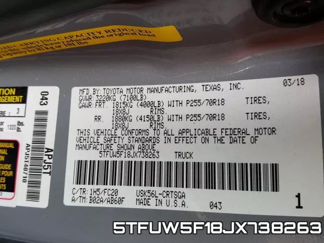5TFUW5F18JX738263 фото 2