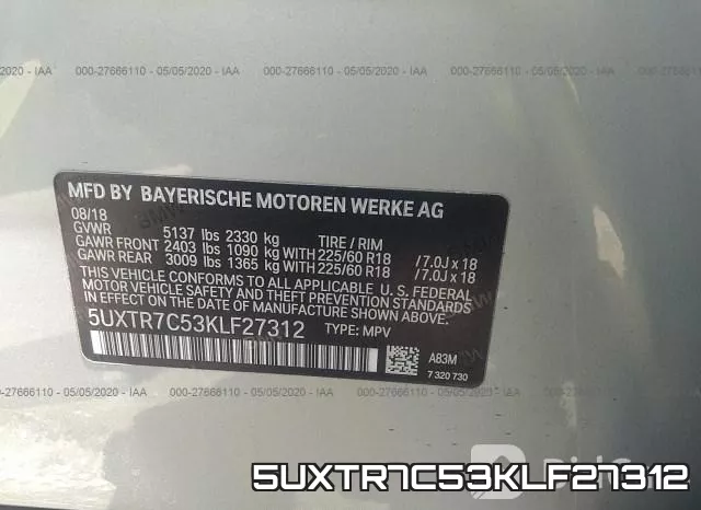 5UXTR7C53KLF27312 фото 10