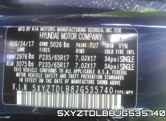 5XYZTDLB8JG535740 фото 10
