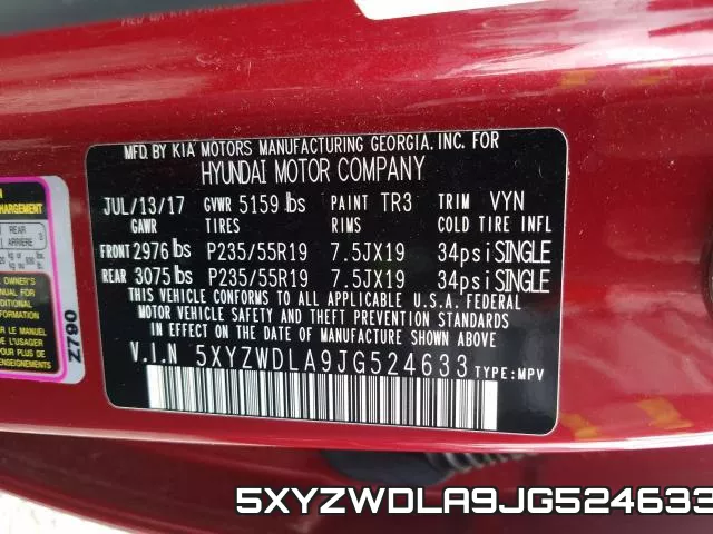 5XYZWDLA9JG524633 фото 2