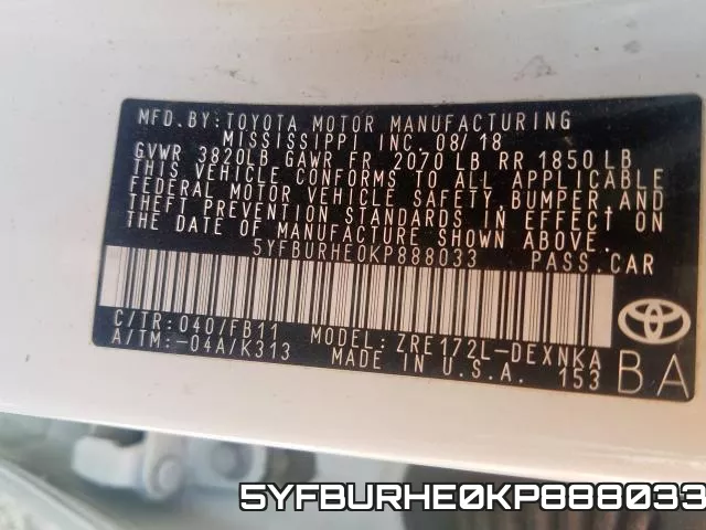 5YFBURHE0KP888033 фото 2