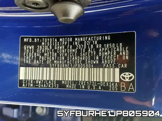 5YFBURHE1JP805904 фото 2