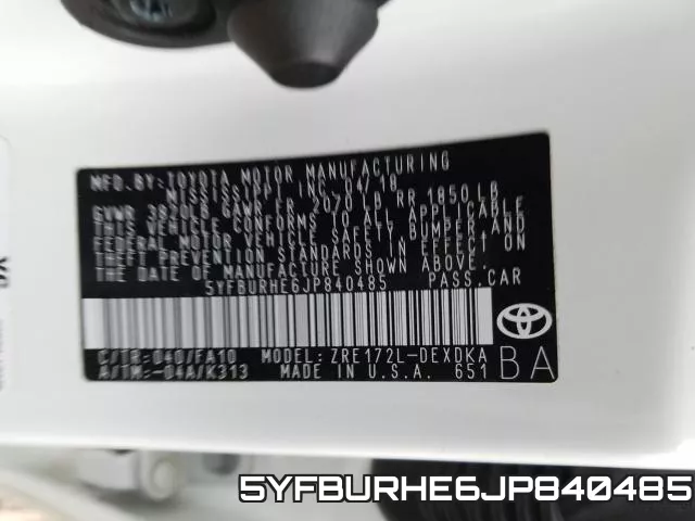 5YFBURHE6JP840485 фото 2