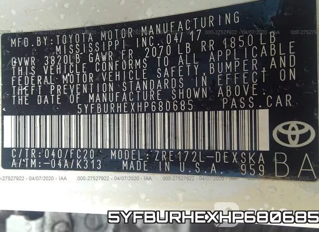 5YFBURHEXHP680685 фото 10