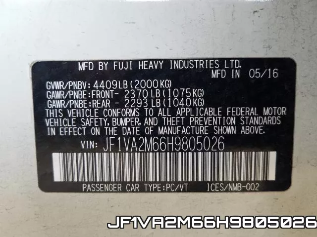 JF1VA2M66H9805026 фото 2