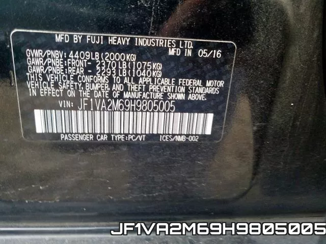 JF1VA2M69H9805005 фото 2