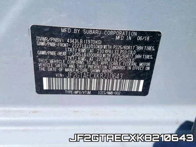 JF2GTAECXK8210643 фото 2