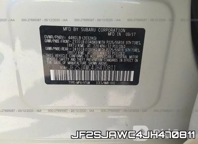 JF2SJAWC4JH470811 фото 10