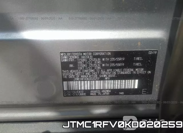 JTMC1RFV0KD020259 фото 10