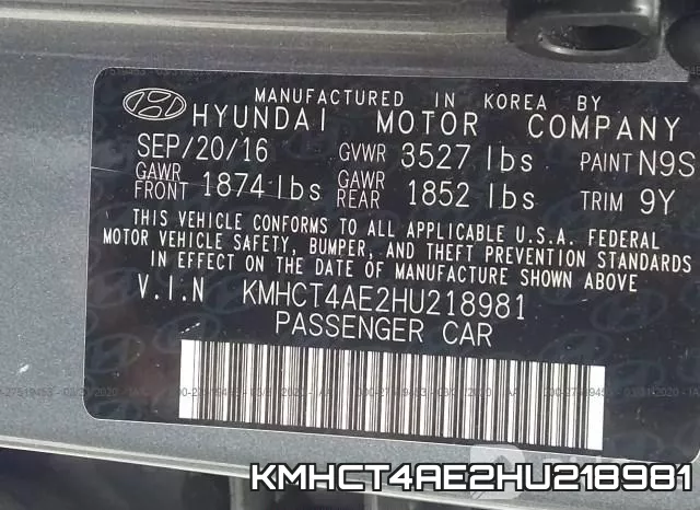 KMHCT4AE2HU218981 фото 10