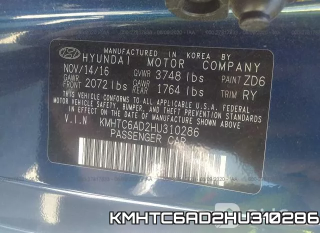 KMHTC6AD2HU310286 фото 10