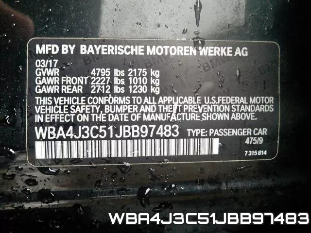 WBA4J3C51JBB97483 фото 2
