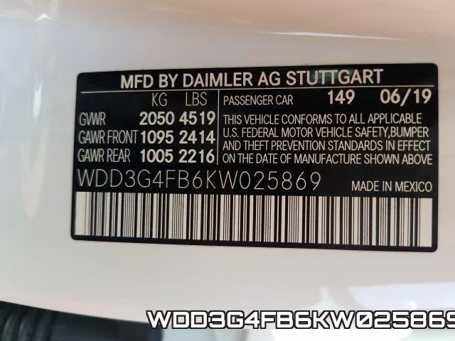 WDD3G4FB6KW025869 фото 2