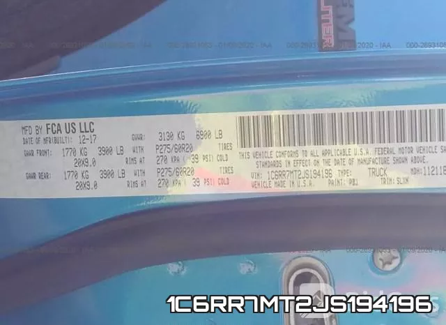 1C6RR7MT2JS194196 фото 10
