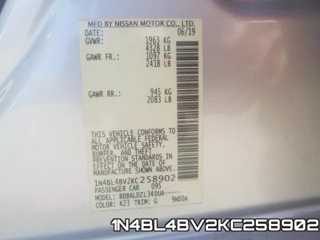 1N4BL4BV2KC258902 фото 2