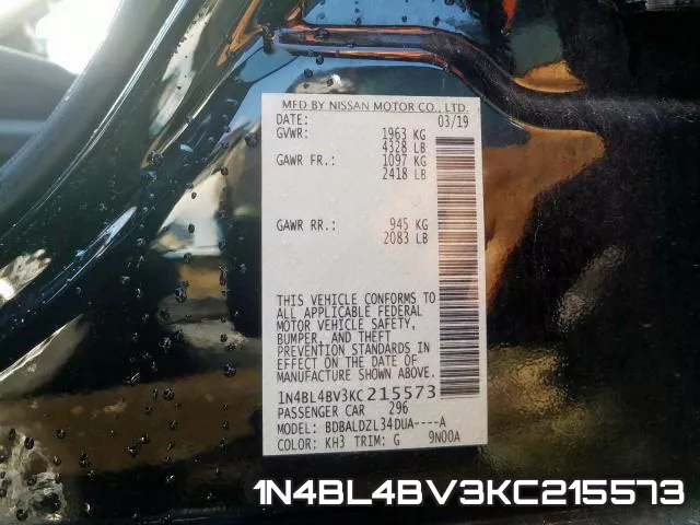 1N4BL4BV3KC215573 фото 2