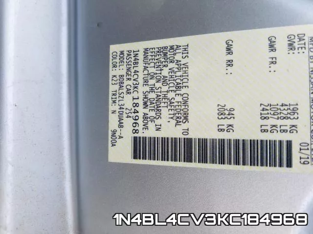1N4BL4CV3KC184968 фото 2
