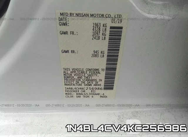 1N4BL4CV4KC256986 фото 10