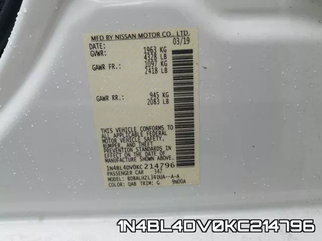 1N4BL4DV0KC214796 фото 2