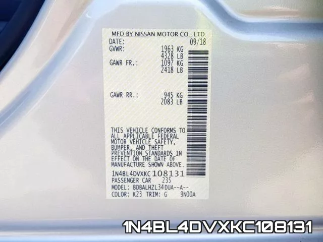1N4BL4DVXKC108131 фото 2
