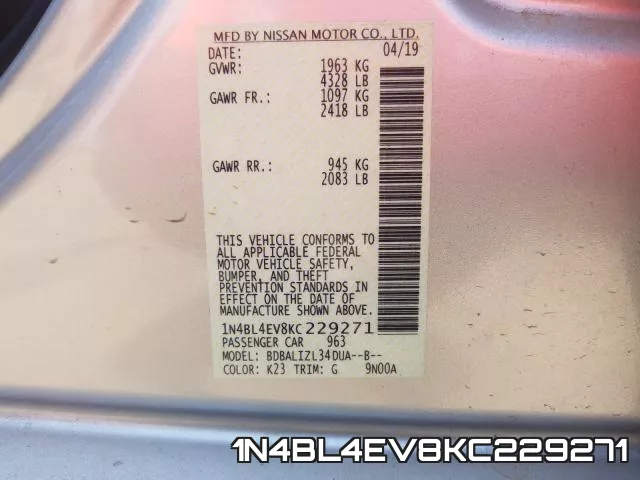1N4BL4EV8KC229271 фото 2