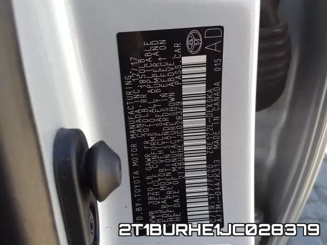 2T1BURHE1JC028379 фото 2