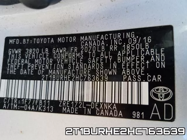 2T1BURHE2HC763639 фото 2
