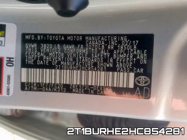 2T1BURHE2HC854281 фото 2