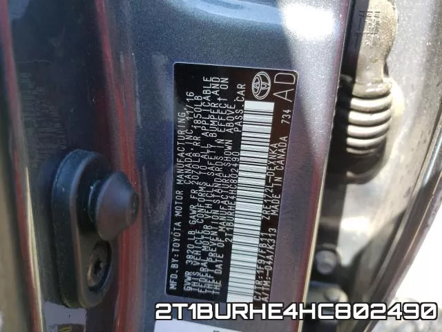 2T1BURHE4HC802490 фото 2