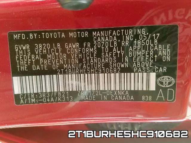 2T1BURHE5HC910682 фото 2
