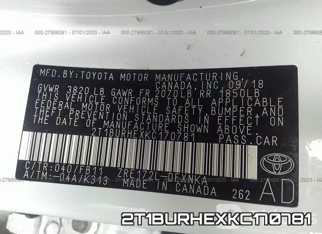2T1BURHEXKC170781 фото 10