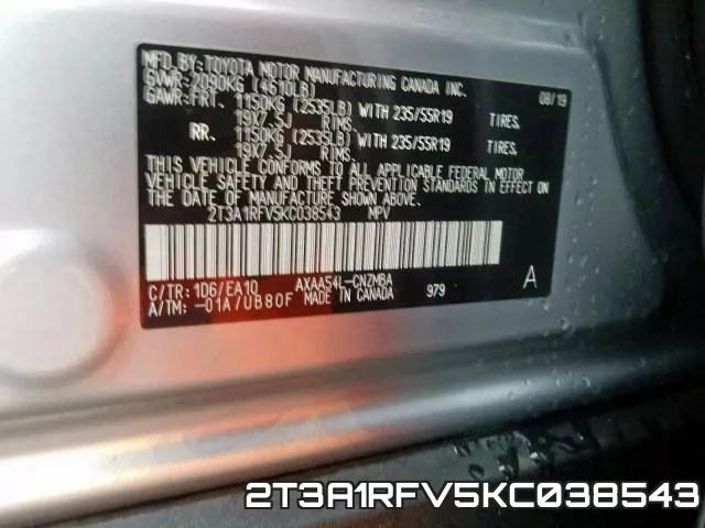 2T3A1RFV5KC038543 фото 2